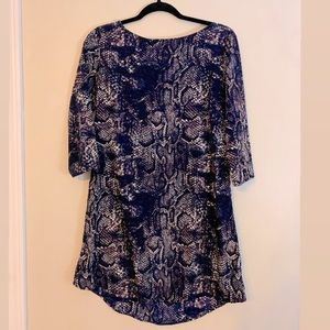 Blue Snake Skin Print Swing Dress